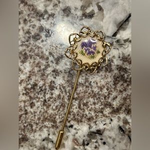 Vintage needlepoint stick pin